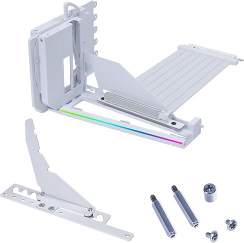 LIANLI PCIe 5.0 Compatible GPU Vertical Standing Kit, LL-VG4-5-V4W, White, 7.9 inches (200 mm) Cable, Built-in ARGB Illumination Function, Authorized Dealer in Japan in Kuwait