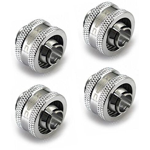 XSPC G1/4" to 3/8" ID, 5/8" OD Compression Fitting V2 for Soft Tubing, Chrome, 4-Pack in Kuwait