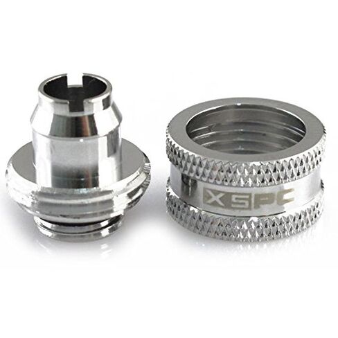 XSPC G1/4" to 3/8" ID, 5/8" OD Compression Fitting V2 for Soft Tubing, Chrome, 4-Pack in Kuwait
