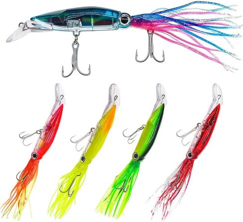 Squid Fishing Lures Large Simulation Bait Kit with 3D Hologram Eyes Designs in Kuwait