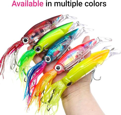Squid Fishing Lures Large Simulation Bait Kit with 3D Hologram Eyes Designs in Kuwait