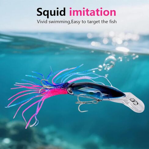 Squid Fishing Lures Large Simulation Bait Kit with 3D Hologram Eyes Designs in Kuwait