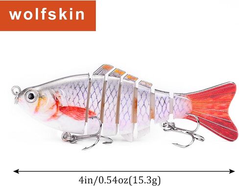 WOLFSKIN Fishing Topwater Lures Set for Bass Trout 3pcs 4in Multi Jointed Swimbaits Slow Sinking Fishing Baits Kit Lifelike Swimming Fish Freshwater, Saltwater (3pcs) in Kuwait