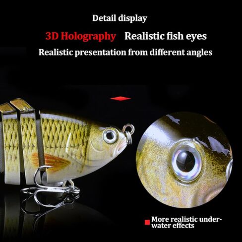 WOLFSKIN Fishing Topwater Lures Set for Bass Trout 3pcs 4in Multi Jointed Swimbaits Slow Sinking Fishing Baits Kit Lifelike Swimming Fish Freshwater, Saltwater (3pcs) in Kuwait
