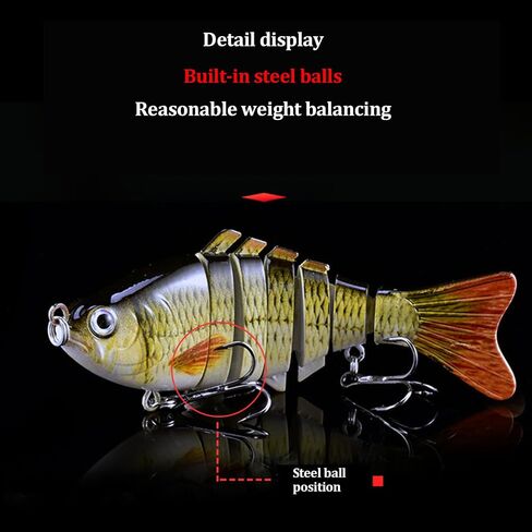 WOLFSKIN Fishing Topwater Lures Set for Bass Trout 3pcs 4in Multi Jointed Swimbaits Slow Sinking Fishing Baits Kit Lifelike Swimming Fish Freshwater, Saltwater (3pcs) in Kuwait