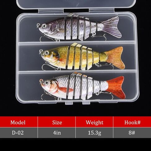 WOLFSKIN Fishing Topwater Lures Set for Bass Trout 3pcs 4in Multi Jointed Swimbaits Slow Sinking Fishing Baits Kit Lifelike Swimming Fish Freshwater, Saltwater (3pcs) in Kuwait