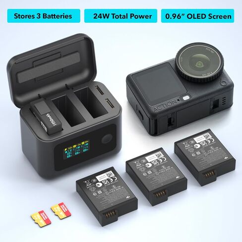 Charging Box for DJI OSMO 360/Action6/5Pro/Action4/3 Charger Hub Charger Power USB-C Battery Accessories in Kuwait