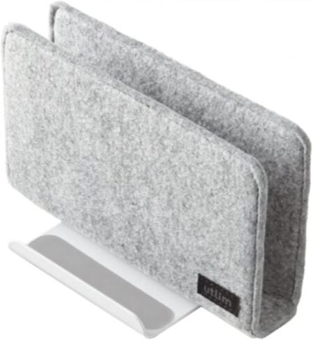 Sonic Utlim Vertical Laptop Stand for Desk, Dock Holder with Felt Cover, Desk Organizer, Storage and Stand for All MacBooks, Windows Laptops, Tablets, and Smartphones, UT-5352-W in Kuwait