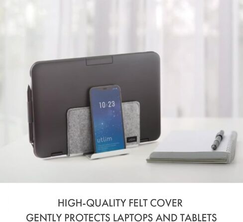 Sonic Utlim Vertical Laptop Stand for Desk, Dock Holder with Felt Cover, Desk Organizer, Storage and Stand for All MacBooks, Windows Laptops, Tablets, and Smartphones, UT-5352-W in Kuwait