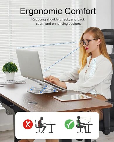 Laptop Stand for Desk + iPad Stand Bundle, Adjustable Metal Foldable Laptop Riser & 360° Rotating Aluminum Tablet Holder, Ventilated Cooling Stand Compatible with 10-17" Laptops & 4.7-12.9" Ta in Kuwait
