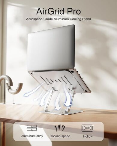 Laptop Stand for Desk + iPad Stand Bundle, Adjustable Metal Foldable Laptop Riser & 360° Rotating Aluminum Tablet Holder, Ventilated Cooling Stand Compatible with 10-17" Laptops & 4.7-12.9" Ta in Kuwait