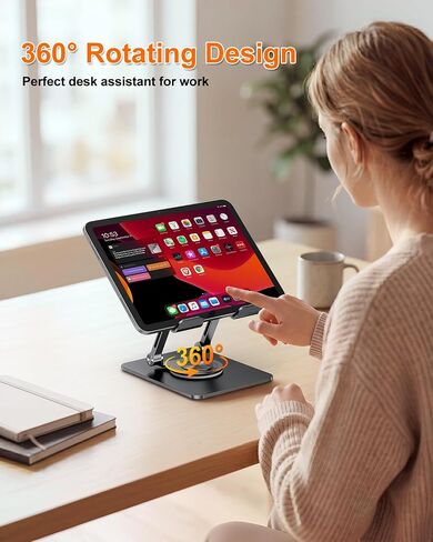 Laptop Stand for Desk + iPad Stand Bundle, Adjustable Metal Foldable Laptop Riser & 360° Rotating Aluminum Tablet Holder, Ventilated Cooling Stand Compatible with 10-17" Laptops & 4.7-12.9" Ta in Kuwait