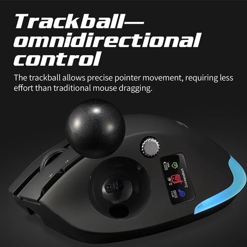 Wireless Mouse – 2.4GHz + Bluetooth Dual Mode Connection, 8 Programmable Buttons, 8000 CPI Adjustable, Trackball Design, with Display Screen, Ergonomic Tilt Angle, For Windows, macOS, Android, Linux in Kuwait