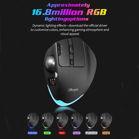 Wireless Mouse – 2.4GHz + Bluetooth Dual Mode Connection, 8 Programmable Buttons, 8000 CPI Adjustable, Trackball Design, with Display Screen, Ergonomic Tilt Angle, For Windows, macOS, Android, Linux in Kuwait