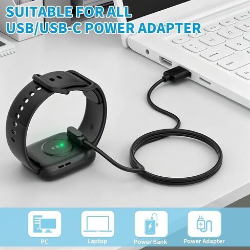 Charging Cable for Smart Watch, USB/USB-C to Magnet Charging Cable for IDW13/15/16/17, IDW19/20/25/26/28,SW021/023/025,ID205L ID205G/205U/205S/206/216 (3.1ft) in Kuwait