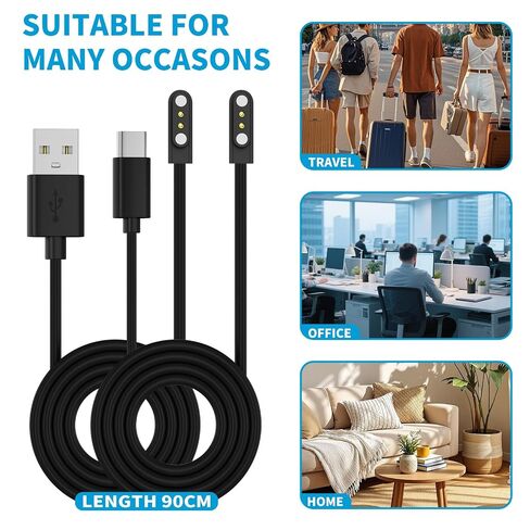 Charging Cable for Smart Watch, USB/USB-C to Magnet Charging Cable for IDW13/15/16/17, IDW19/20/25/26/28,SW021/023/025,ID205L ID205G/205U/205S/206/216 (3.1ft) in Kuwait
