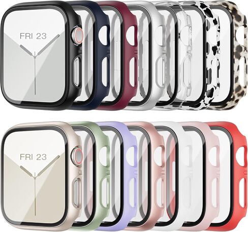 14 Pack Apple Watch Case with Tempered Glass Screen Protector for Apple Watch Series 9/8/7 45mm,Anotch Full Coverage Hard PC Protective Cover HD Ultra-Thin Bumper for iWatch 9/8/7 45mm Accessories in Kuwait