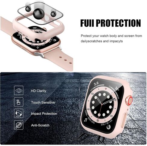 14 Pack Apple Watch Case with Tempered Glass Screen Protector for Apple Watch Series 9/8/7 45mm,Anotch Full Coverage Hard PC Protective Cover HD Ultra-Thin Bumper for iWatch 9/8/7 45mm Accessories in Kuwait
