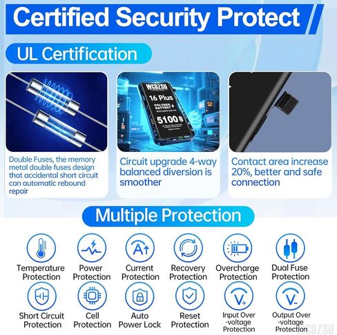 Battery Replacement for iPhone 16 Plus 5100mAh New 0 Cycle High Capacity Li-Polymer Battery for iPhone 16 Plus with Full Tool Kit Model A3082 A3289 A3291 A3290 in Kuwait