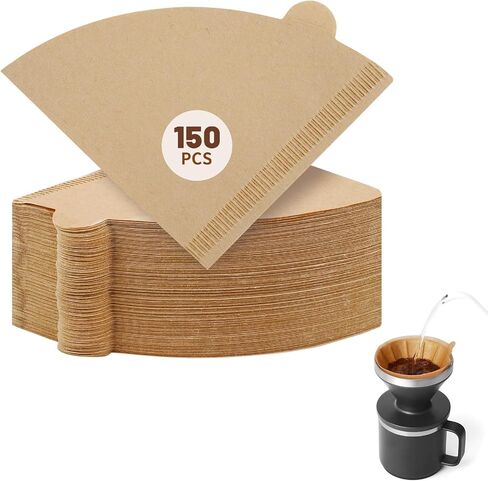 150 Count Disposable Coffee Filters Compatible with YETI Pour Over Coffee Maker Accessory Ramblers, Unbleached Natural Paper，Designed for Perfect Coffee Extraction Anywhere in Kuwait