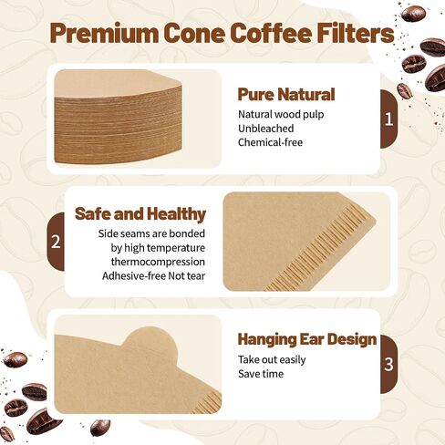 150 Count Disposable Coffee Filters Compatible with YETI Pour Over Coffee Maker Accessory Ramblers, Unbleached Natural Paper，Designed for Perfect Coffee Extraction Anywhere in Kuwait