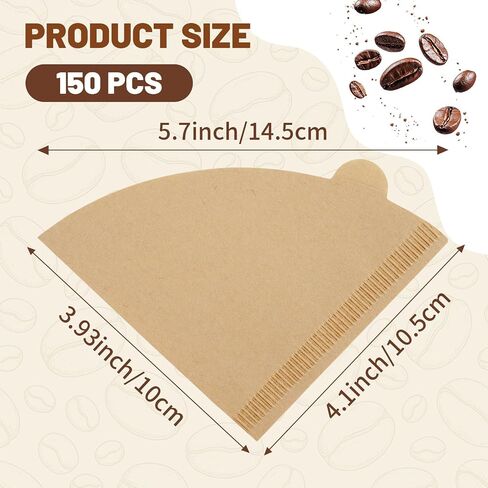 150 Count Disposable Coffee Filters Compatible with YETI Pour Over Coffee Maker Accessory Ramblers, Unbleached Natural Paper，Designed for Perfect Coffee Extraction Anywhere in Kuwait