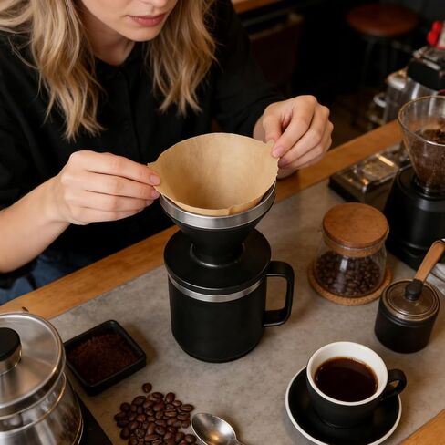 150 Count Disposable Coffee Filters Compatible with YETI Pour Over Coffee Maker Accessory Ramblers, Unbleached Natural Paper，Designed for Perfect Coffee Extraction Anywhere in Kuwait