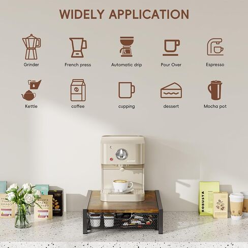 KLM Coffee Pod Holder for Keuring K-Cup,Rustic Brown Counter Storage Organizer with Sliding Drawer,Holds 35 Pods,No Assembly Required. in Saudi Arabia