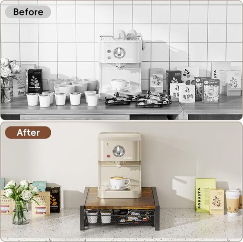 KLM Coffee Pod Holder for Keuring K-Cup,Rustic Brown Counter Storage Organizer with Sliding Drawer,Holds 35 Pods,No Assembly Required. in Saudi Arabia
