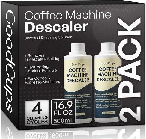GoodCups Coffee Machine Descaler Solution, 8.45 fl oz (250 mL), Universal Descaling Liquid for Keurig, Nespresso, Breville, Ninja, Espresso & Drip Coffee Makers, 2 Cleaning Cycles in Kuwait