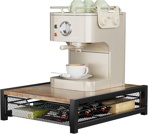 KLM Coffee Pod Holder for Keuring K-Cup,Rustic Brown Counter Storage Organizer with Sliding Drawer,Holds 35 Pods,No Assembly Required. in Saudi Arabia
