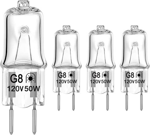 Halogen Light Bulb for GE Microwave Oven, Appliance Bulb for GE Over The Stove Range Microwave Hood, G8 120V 50W Night Light/Stove Light Bulb, Replaces WB08X10057 WB08X10051, 4 Pack in Kuwait