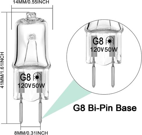 Halogen Light Bulb for GE Microwave Oven, Appliance Bulb for GE Over The Stove Range Microwave Hood, G8 120V 50W Night Light/Stove Light Bulb, Replaces WB08X10057 WB08X10051, 4 Pack in Kuwait