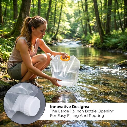 12PCS 1.3 Gallon Water Storage Bag, Water Container Emergency Jug, Plastic Storage Pouch Freezable Carrier Tank, Foldable Bottle for Outdoor Sport Camping (Clear,No Scale) in Kuwait