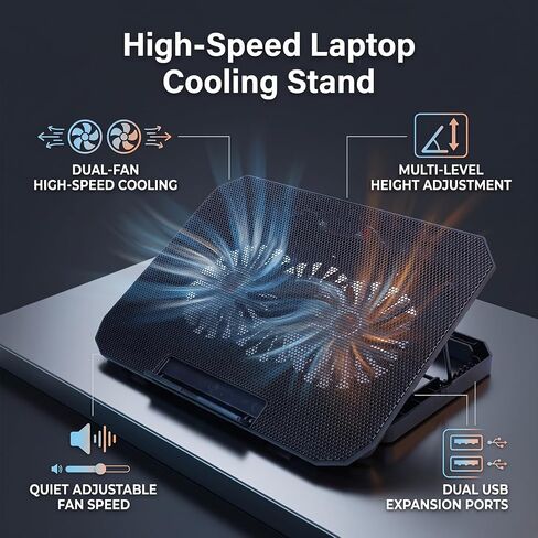 Laptop Cooling Stand Dual Quiet Fans in Kuwait