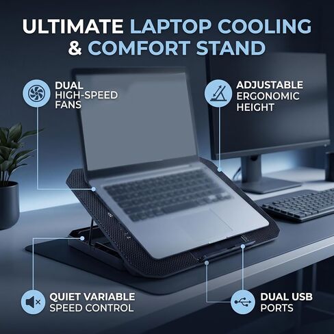 Laptop Cooling Stand Dual Quiet Fans in Kuwait