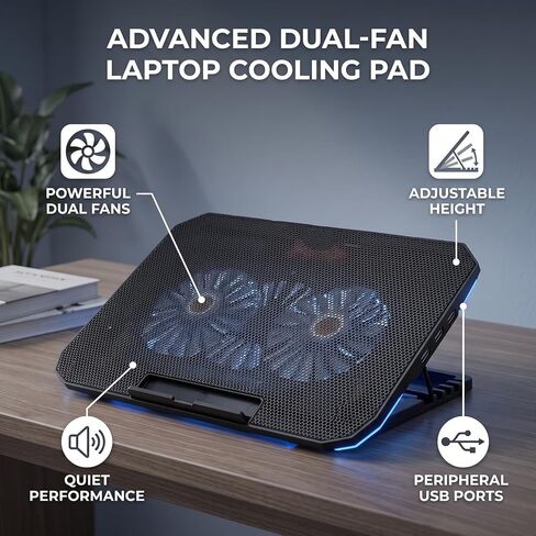 Laptop Cooling Stand Dual Quiet Fans in Kuwait