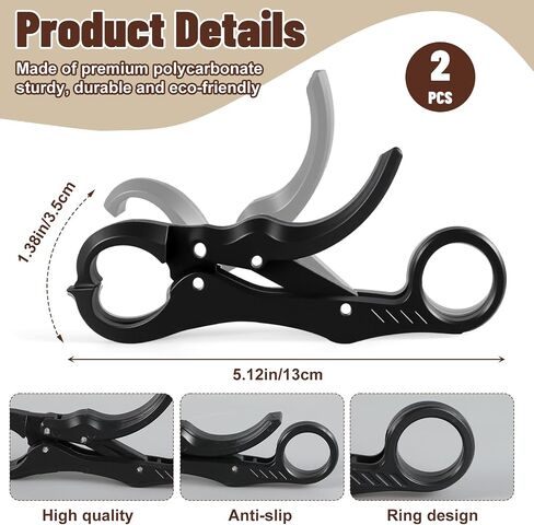 Xinjoduz 2 Pack 5.12" Fish Lip Gripper, Digital Fishing Scale Hook Non-Puncture Replacement Clamp Fish Grabber Tool for Cull Tag Tournament Bass Fishing Culling System Accessories, Black in Kuwait