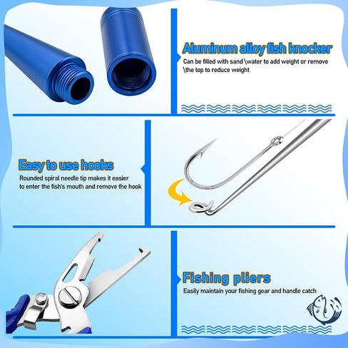 Wonwood_direct Fishing Tool Kit, Fishing Gear with Fish Hook Remover Tool Corrosion-Resistant Fishing Pliers and Fish Stunner Hammer, Stainless Steel Fishing Accessories, for Fishermen in Kuwait