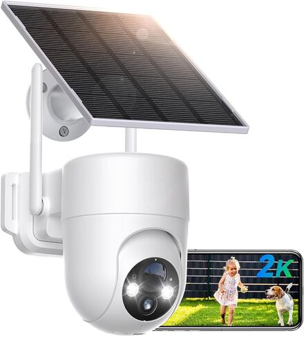LIWAN Solar Camera Outdoor Wireless, 2.4G WiFi Security Cameras for Home Security, Surveillance Camera Outside with Solar Panel, 2K Color Night Vision, 360°PTZ, PIR Detection, 2-Way Talk in Kuwait