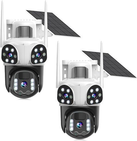 8MP 6K Triple Lens Solar Security Camera Wireless Outdoor, 360°PTZ Camera with AI Human Detection, Auto Tracking & PIR Motion Detection, Color Night Vision, 2-Way Talk, IP66 Weatherproof in Kuwait