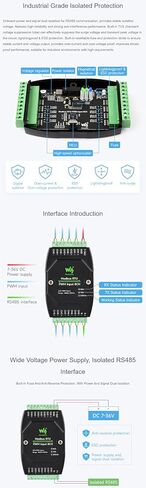 Modbus RTU PWM Input Module 8CH, Isolated RS485 8-Channel PWM Pulse Detector, Frequency & Duty Cycle Acquisition, 7-36V DC Input, DIN Rail Mount Case, TVS/Fuse Protection, LEDs in Kuwait