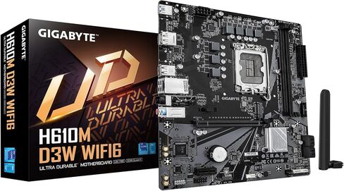 GIGABYTE H610M D3W WIFI6 Intel LGA 1700 Micro ATX Motherboard, Supports 14th/13th/12th Gen Intel Processors, 5+1+1 Power Phase, DDR5, 1x M.2, PCIe 4.0 x16, USB 3.2 Gen 1, WIFI6, GbE LAN, WiFi EZ-Plug in Kuwait