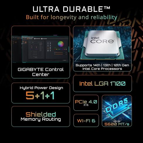 GIGABYTE H610M D3W WIFI6 Intel LGA 1700 Micro ATX Motherboard, Supports 14th/13th/12th Gen Intel Processors, 5+1+1 Power Phase, DDR5, 1x M.2, PCIe 4.0 x16, USB 3.2 Gen 1, WIFI6, GbE LAN, WiFi EZ-Plug in Kuwait