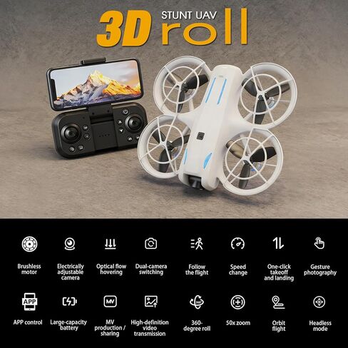 drone with Camera for Adult Beginners,RC Quadcopter featuring Altitude Hold, One-Key Takeoff/Landing, Auto Follow,3-Speed Adjustment,Stunt Roll -Ideal Holiday Gift. in Kuwait