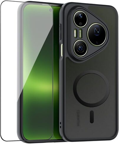 QUIETIP Magnetic Case for Honor 600 Lite & Honor 600e with Screen Protector,[Compatible with MagSafe] Translucent Matte Drop Protection Cover,Black in Kuwait