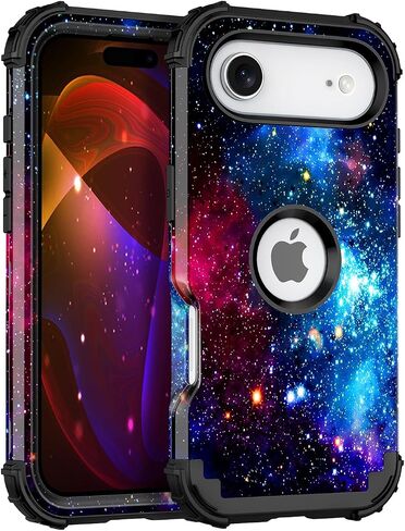 Miqala for iPhone Air Case/iPhone 17 Air Case,Glow in The Dark Three Layer Heavy Duty Shockproof Protection Hard Plastic Bumper+Soft Silicone Case for iPhone 17 Air,Shiny Blue in Kuwait