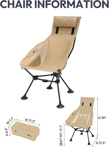 MOBI GARDEN 400Lb High Back Camping Chair, Portable Chair for Adults in Saudi Arabia