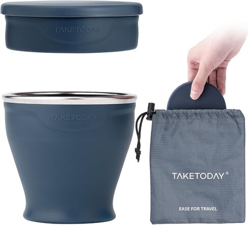 TakeToday Collapsible Cup 8 oz, Foldable with Lid for Travel, Navy in Kuwait