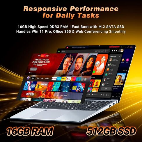 Gaming Laptop i7, 16 inch Laptop Computer Up to 3.1GHz, 2026 Laptop Computers with 16GB RAM 512GB SSD, FHD 1920x1200, 180° Angle Open, Backlit Keyboard, Type-C, Mini HDMI, PC Lap top for Study Work in Saudi Arabia